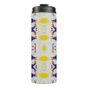 Tie Dye Texture. Shibori Pattern. Maroon, Ivory Ba Thermal Tumbler