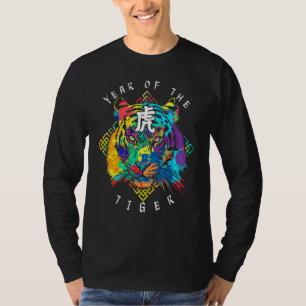 Tie Dye Tiger Face Chinese Zodiac Horoscope T-Shirt