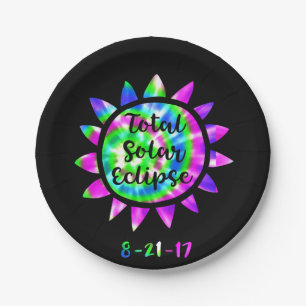 Tie Dye Total Solar Eclipse Paper Party Plate