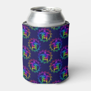 Tie Dye Tribal Turtle Moari Sun Blue Can Cooler