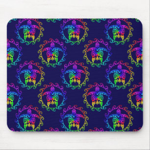 Tie Dye Tribal Turtle Moari Sun Blue Mouse Pad