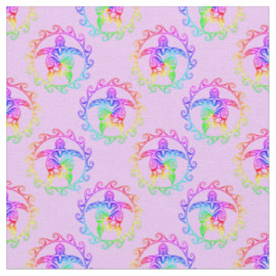 Tie Dye Tribal Turtle Moari Sun Pink Fabric