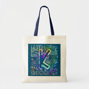 Tie Dye Typography Kindergarten Teacher Kids Back Tote Bag