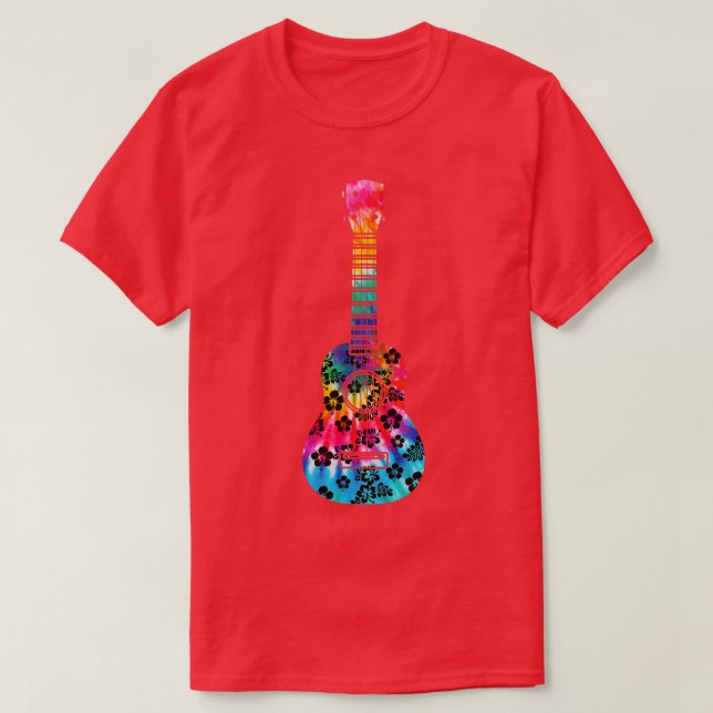 Tie Dye Ukulele Player Hawaiian   1  T-Shirt (Design Front)