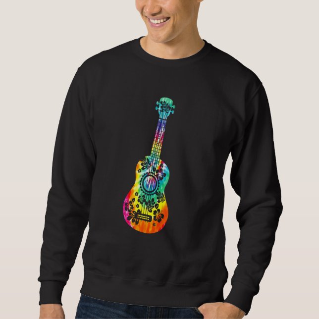 Tie Dye Ukulele Player Hawaiian Musician Sweatshirt (Front)