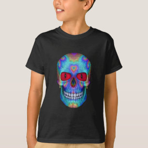 Tie Dye Undead  Blue Red Zombie Skull T-Shirt