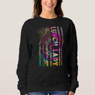 Tie Dye Us Flag Lunch Lady Back To School Chef Coo Sweatshirt