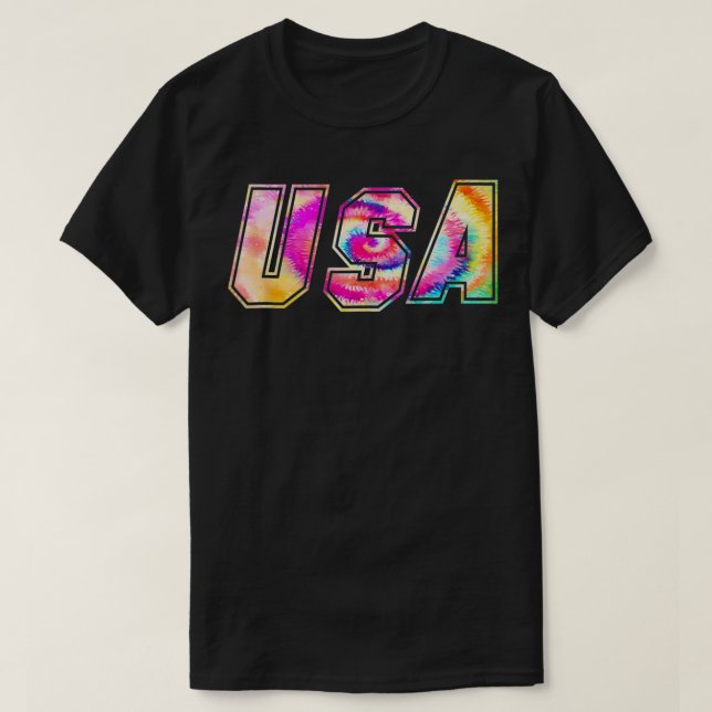 Tie Dye USA American Flag 4th Of July Patriotic Me T-Shirt (Design Front)