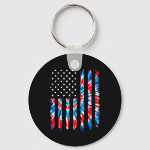 Tie Dye Usa Flag American Patriotic Flag 4th Of Ju Key Ring