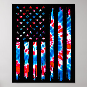 Tie Dye Usa Flag Men Women Kids American Flag 4th Poster