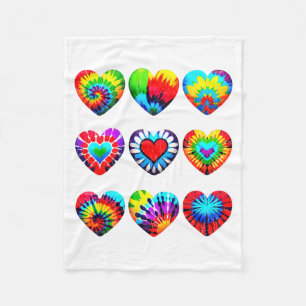 Tie Dye Valentines Colorful Hearts Day Men Women K Fleece Blanket
