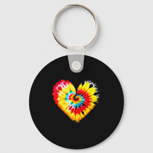 Tie Dye Valentines Colorful Hearts Day Men Women K Key Ring