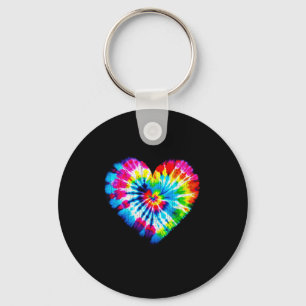 Tie Dye Valentines Colorful Hearts Day Men Women K Key Ring