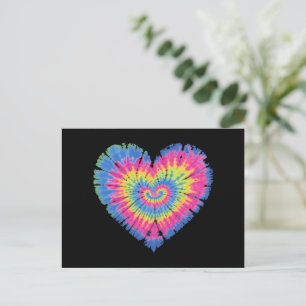 Tie Dye Valentines Colourful Hearts Day  Postcard