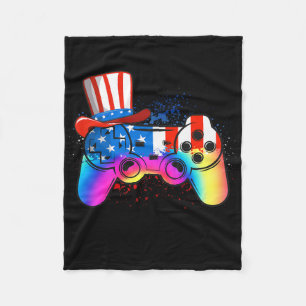 Tie Dye Video Game 4th Of July American Flag Boys Fleece Blanket