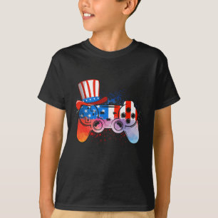 Tie Dye Video Game 4th Of July American Flag Boys  T-Shirt