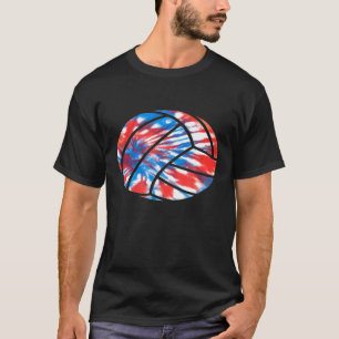 Tie Dye Volleyball Red White Blue Usa Flag Colours T-Shirt