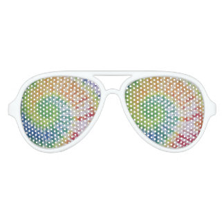 tie dye white aviator sunglasses rainbow spiral
