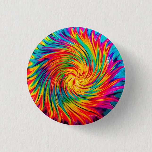 TIE DYE WIND ABSTRACT 3 CM ROUND BADGE (Front)