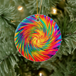 TIE DYE WIND ABSTRACT CERAMIC ORNAMENT