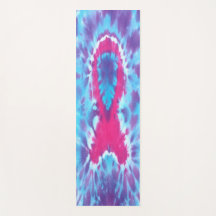 Tie-dye Yoga Mat  Breastcancer awareness ribbon