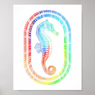 Tie Dyed Colours Tribal Seahorse Poster