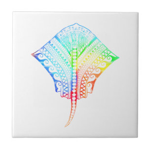 Tie Dyed Colours Tribal Stingray Ceramic Tile