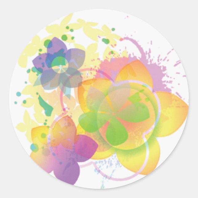 Tie-Dyed Flowers 2 Classic Round Sticker (Front)