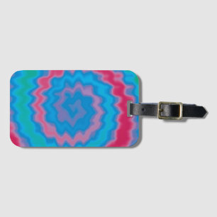 Tie dyed groovy funky retro swirl cool pattern luggage tag