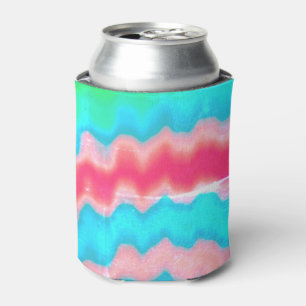 Tie dyed groovy funky retro swirl pattern cool can cooler
