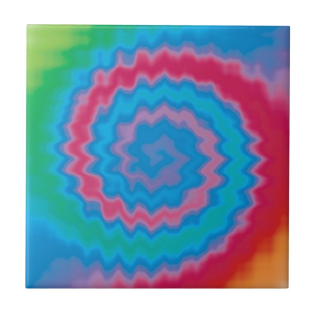 Tie dyed groovy funky retro swirl pattern cool ceramic tile (Front)