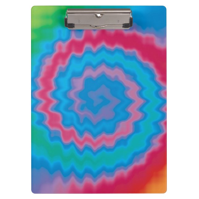 Tie dyed groovy funky retro swirl pattern cool clipboard (Front)