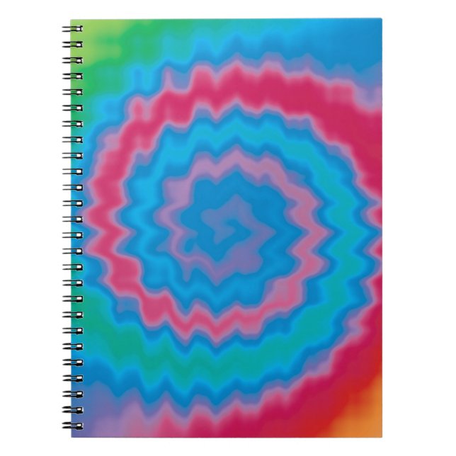 Tie dyed groovy funky retro swirl pattern cool notebook (Front)