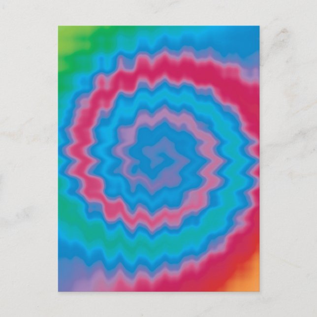 Tie dyed groovy funky retro swirl pattern cool postcard (Front)