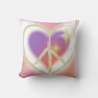 Tie Dyed Heart Peace Sign Cushion