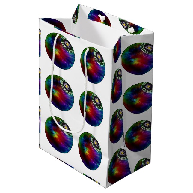 Tie Dyed Lawn Bowls, Medium Gift Bag  (Front Angled)