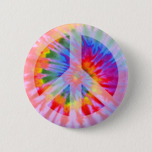 Tie Dyed Peace Sign Button (Front)