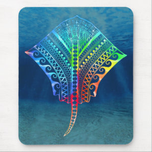 Tie Dyed Tribal Stingray Mouse Pad