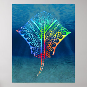Tie Dyed Tribal Stingray Poster