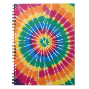 Tie-dyed, vibrant colored, notebook