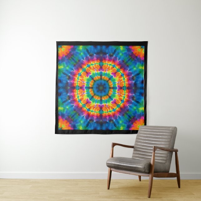 Tie-dyed, vibrant coloured, tapestry (In Situ)