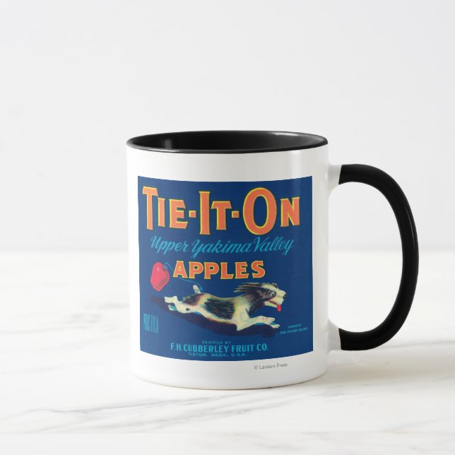 Tie It On Apple Label (blue) - Tieton, WA Mug (Right)