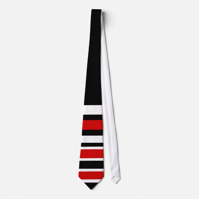 Tie Men's Red Black White Stripe 2 (Front)