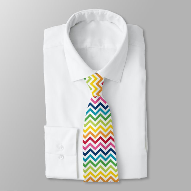 Tie - Multi Coloured Zigzag 3 (Tied)