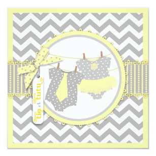 Tie or Tutu & Chevron Print Gender Reveal Party Invitation