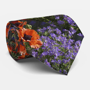 Tie, Orange and Purple Flowers, Ladies, Women's Tie