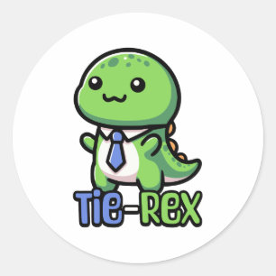 Tie Rex! Cute Tie Wearing Dinosaur Pun Classic Round Sticker