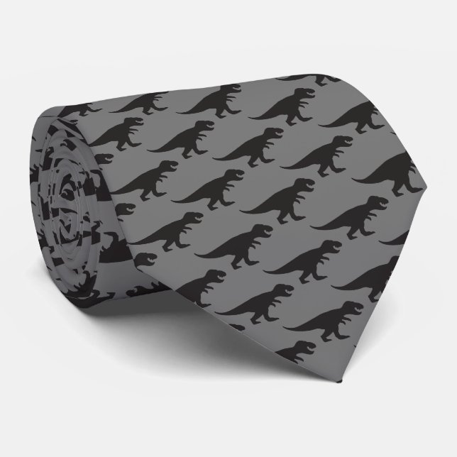 Tie REX - T-Rex King of the Dinosaurs Black Grey  (Rolled)