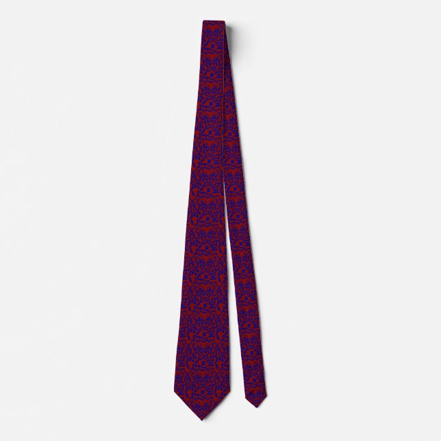 Tie Squiggle pattern Dragon Blue on Red (Front)