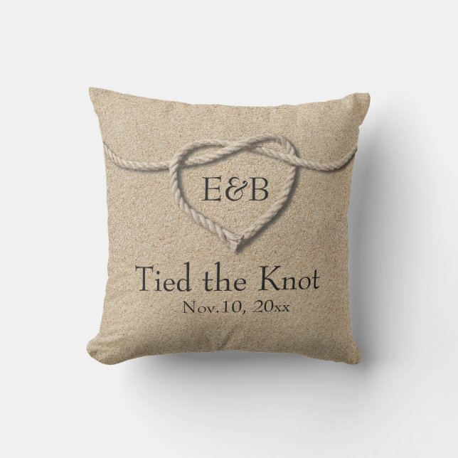 Tie the Knot Beach Outdoor Wedding Pillow (Front)